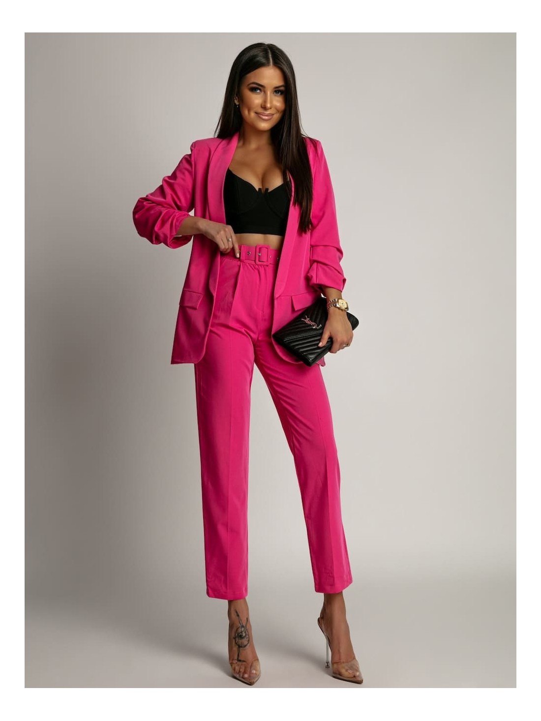 Elegantes Set aus Jacke und Hose in Fuchsia 7684